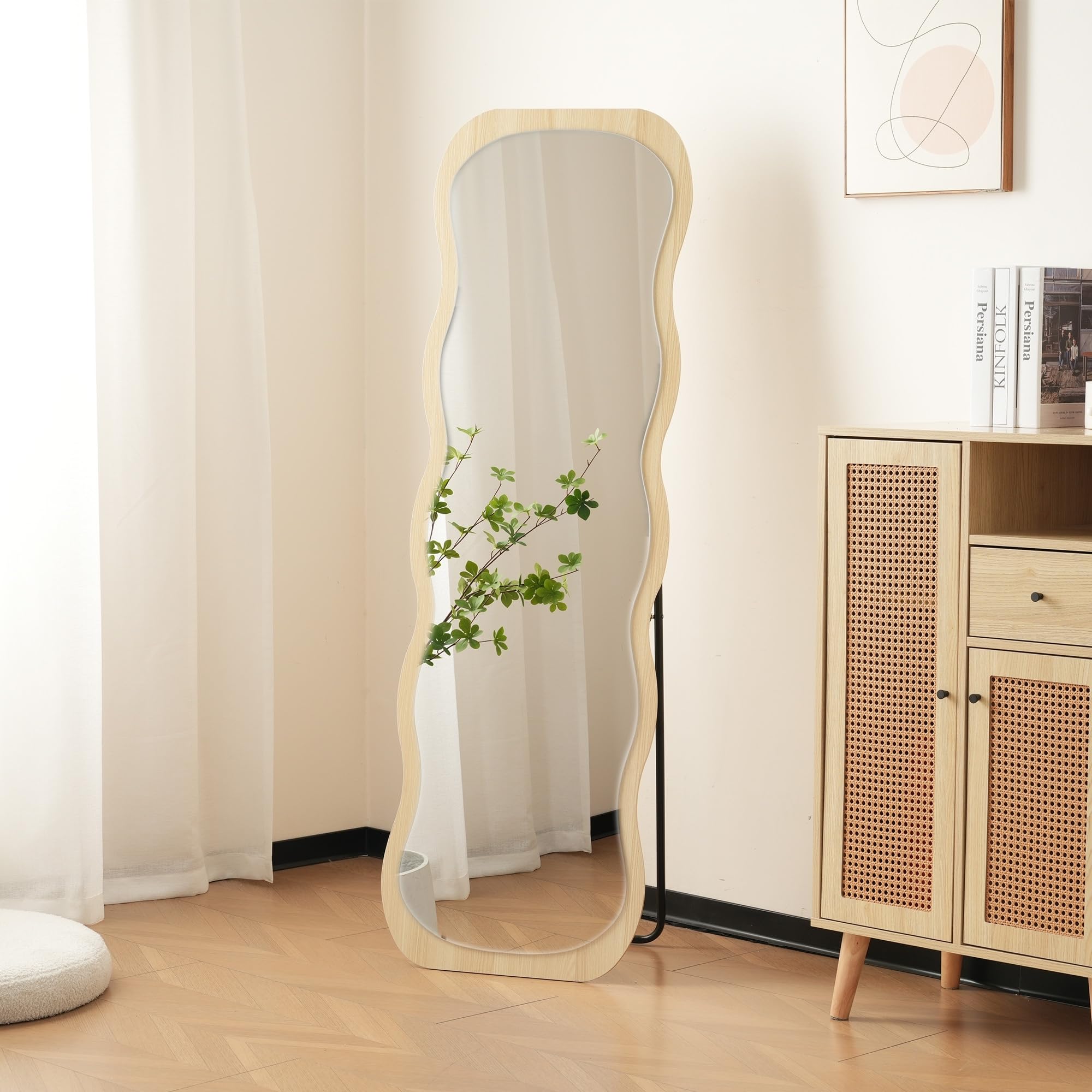 全身鏡 波形状 姿見鏡 北欧 木目調 スタンドミラー 壁掛け 飛散防止 Amazon.co.jp: Jujwooo 全身鏡 波形状 姿見鏡 北欧 木目調 スタンド